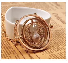 Load image into Gallery viewer, Harry Potter Gold Hourglass Rotating Necklace
