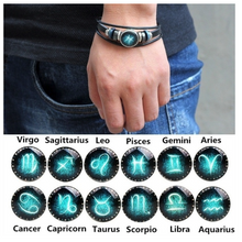 Load image into Gallery viewer, Twelve Constellations Woven Retro Leather Wristband
