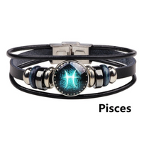 Load image into Gallery viewer, Twelve Constellations Woven Retro Leather Wristband
