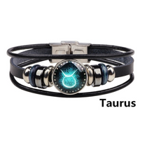 Load image into Gallery viewer, Twelve Constellations Woven Retro Leather Wristband

