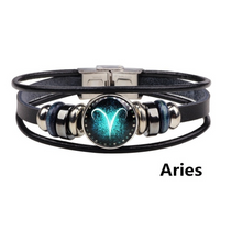 Load image into Gallery viewer, Twelve Constellations Woven Retro Leather Wristband
