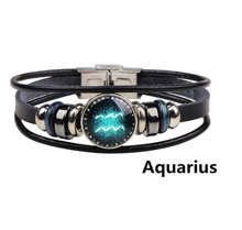 Load image into Gallery viewer, Twelve Constellations Woven Retro Leather Wristband
