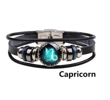 Load image into Gallery viewer, Twelve Constellations Woven Retro Leather Wristband
