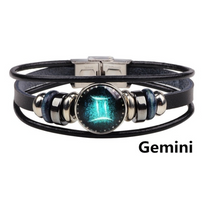 Load image into Gallery viewer, Twelve Constellations Woven Retro Leather Wristband
