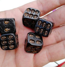 Load image into Gallery viewer, HANDMADE BLACK SKULL DICE (SET OF 5)
